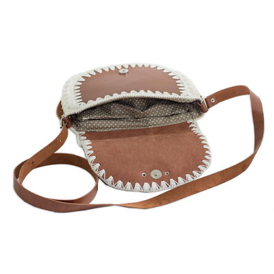 Faux leather and cotton sling, 'Mimosa' - Cotton Accent Faux Leather Sling from Brazil