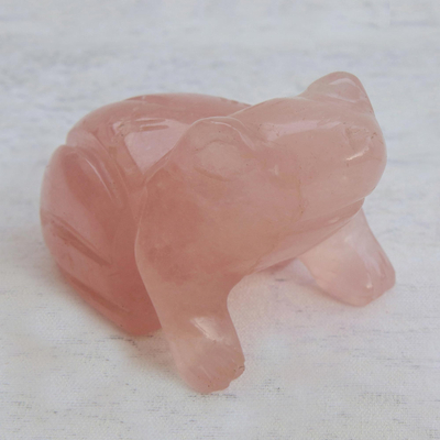 Quartz figurine, Pink Gemstone Frog