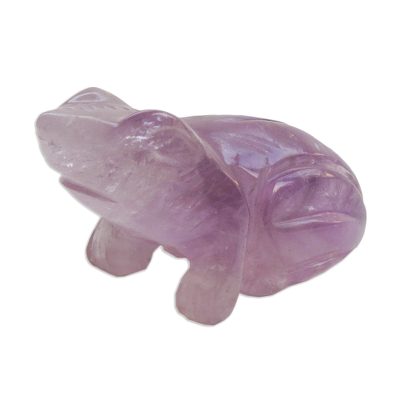 Amethyst figurine, 'Gemstone Frog' - Hand-Carved Amethyst Frog Figurine from Brazil