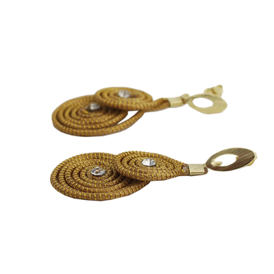 Gold-plated golden grass dangle earrings, 'Spirals of Gold' - 18k Gold-Plated Golden Grass Dangle Earrings from Brazil