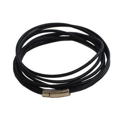 Leather wrap bracelet, 'Effortless Confidence' - Black Leather Unisex Wrap Bracelet from Brazil