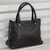 Leather shoulder bag, 'Successful Venture' - Handcrafted Black Leather Shoulder Bag from Brazil