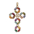 Multi-gemstone pendant, 'Circle Cross' - Cross Pendant of Marquise-Cut Multi-Gemstone Circles