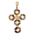 Gold plated cross pendant, 'Glory on High' - Colorful Cubic Zirconia and Gold Plated Brass Cross Pendant