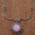 collar con colgante de cuarzo rosa - Collar de acero inoxidable con colgante de sol de cuarzo rosa hecho a mano