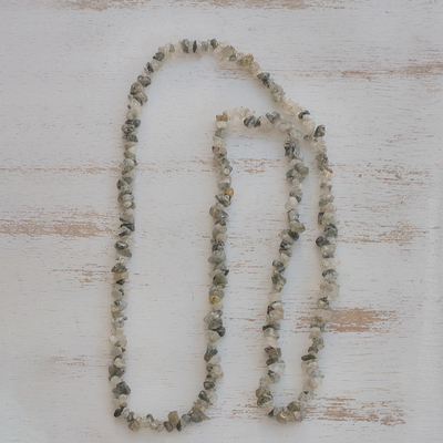 Quartz beaded necklace, 'Glistening Forest' - Long Quartz Beaded Necklace Crafted in Brazil