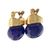 Gold plated quartz drop earrings, 'Deep Blue Acorns' - Gold Plated Blue Quartz Drop Earrings from Brazil