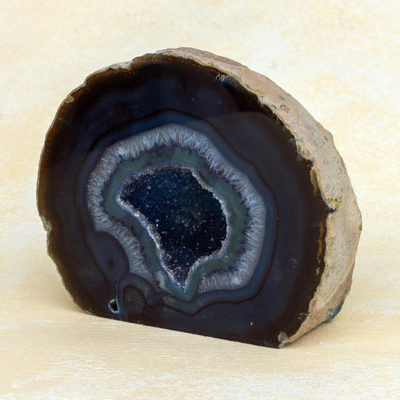 Agate geode, 'Deep Pools' - Shades of Blue Polished Agate Geode from Brazil
