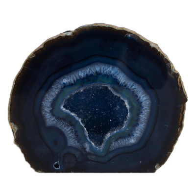 Agate geode, 'Deep Pools' - Shades of Blue Polished Agate Geode from Brazil
