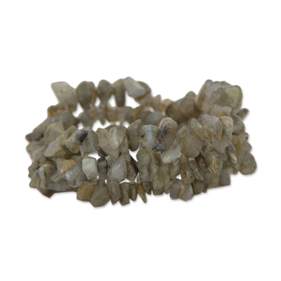 Labradorite beaded stretch bracelets, 'Earthy Trio' (set of 3) - Labradorite Chip Beaded Stretch Bracelets (Set of 3)