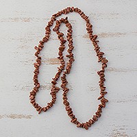 Sunstone long beaded necklace, 'Sun's Sparkle'