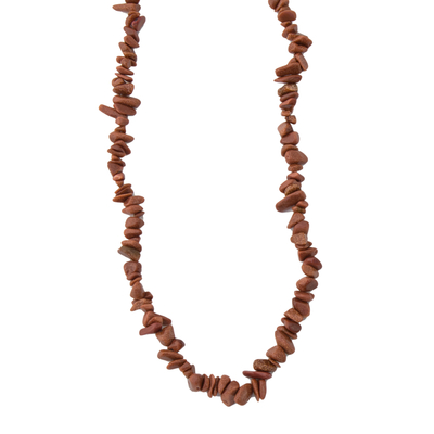 Sunstone long beaded necklace, 'Sun's Sparkle' - Sunstone Beaded Strand Long Necklace from Brazil