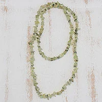 Prehnite beaded necklace, Sage