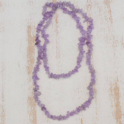 Amethyst beaded necklace, Lilac and Lavender