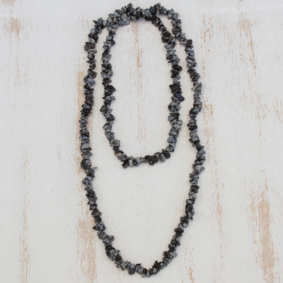 Obsidian beaded necklace, Stormy Beauty