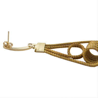 Goldene Gras-Ohrhänger mit Goldakzent - 18 Karat vergoldete goldene Gras-Ohrhänger aus Guatemala
