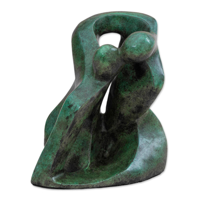 Romantic Bronze Sculpture in Green from Brazil