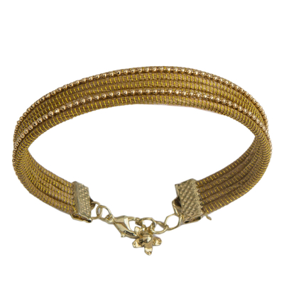 Gold Accented Golden Grass Wristband Bracelet from Brazil