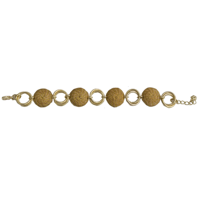 Goldenes Gras-Gliederarmband mit Goldakzent - 18-karätiges Goldgras-Gliederarmband mit Akzent aus Brasilien