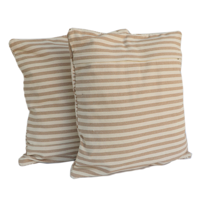 Cotton cushion cover, 'Sweet Patchwork' - Patchwork Striped Cotton Cushion Cover from Brazil