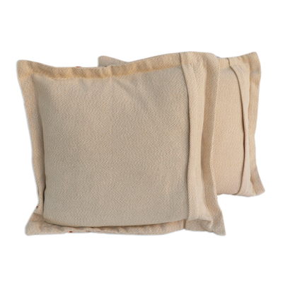 Cotton cushion covers, 'Brazilian Geometry' (pair) - Geometric Cotton Cushion Covers from Brazil (Pair)