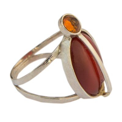 Agate and citrine cocktail ring, 'Twilight Hues' - Agate and Citrine Cocktail Ring from Brazil