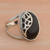 Agate cocktail ring, 'Dark Spots' - Black Agate Cocktail Ring from Brazil