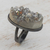 Rhodium plated drusy agate cocktail ring, 'Modern Mountains' - Modern Drusy Agate Cocktail Ring from Brazil