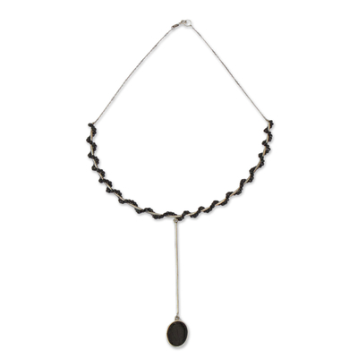 Black Agate Pendant Necklace from Brazil