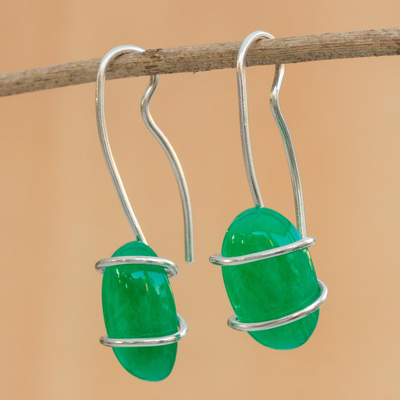 Jade drop earrings, 'Bright Forest' - Natural Green Jade Drop Earrings from Brazil