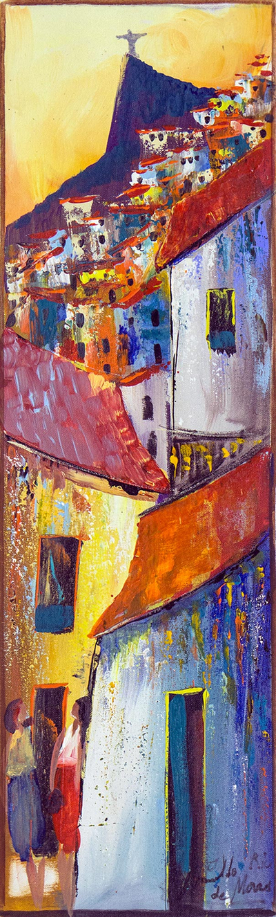 Impressionist Painting of a Brazilian Favela at Sunset - Colorful ...