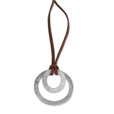 Collar colgante de plata, 'Modern Hoops' - Collar colgante ajustable de plata moderno de Brasil