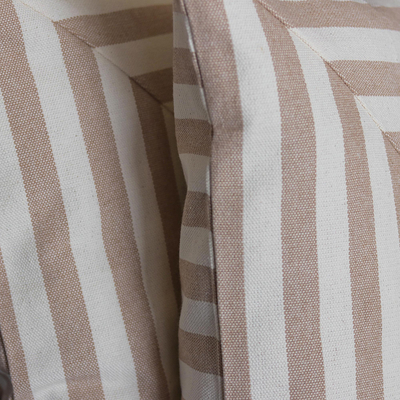Cotton cushion covers, 'Mesmerizing Square' (pair) - Square Motif Cotton Cushion Covers from Brazil (Pair)