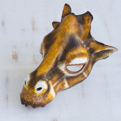 Ledermaske - Handgefertigte realistische Giraffen-Maske aus geformtem Leder