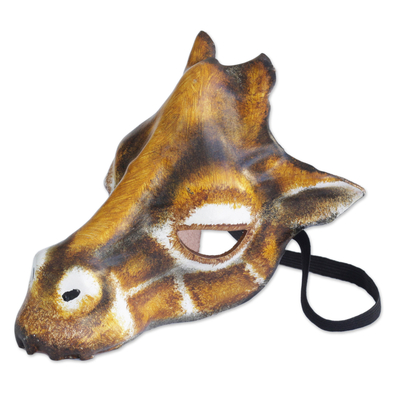 Leather mask, 'Gentle Giraffe' - Handcrafted Realistic Giraffe Molded Leather Mask