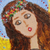 'Angel, Birds, and Flowers' - Signed Naif Painting of an Angel in a Purple Dress (image 2b) thumbail