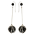 Agate and onyx dangle earrings, 'Black Pendulum' - Modern Agate and Onyx Dangle Earrings from Brazil