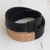 Leather wrap bracelet, 'Black Modernity' - Modern Leather Wrap Bracelet in Black from Brazil thumbail