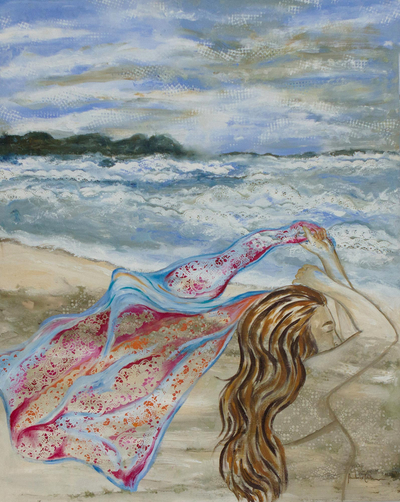 'La brisa de Buzios' (2017) - Pintura expresionista de escena de playa de Brasil (2017)