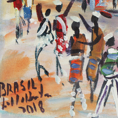 'Rocinha Favela I' - Signed Expressionist Favela Painting from Brazil