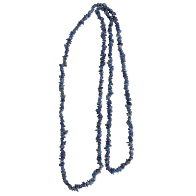 Lapis lazuli beaded long necklace, 'Blue Ridge' - Lapis Lazuli Beaded Long Necklace from Brazil