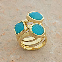 Gold plated agate cocktail rings, 'Skyward Trio' (set of 3) - 18k Gold Plated Agate Cocktail Rings from Brazil (Set of 3)