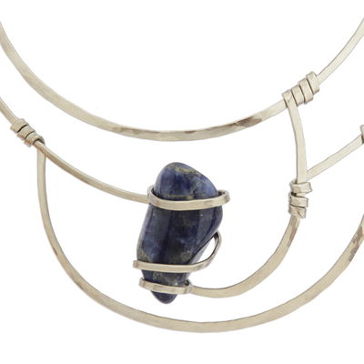 Sodalite collar necklace, 'Regal Ocean' - Sodalite Collar Pendant Necklace from Brazil