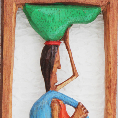 Holzreliefplatten, (Paar) - Handgefertigte Holzrelieftafeln brasilianischer Arbeiter (Paar)