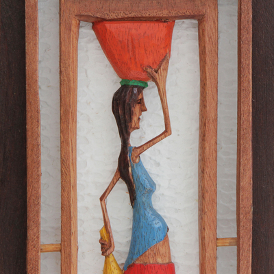 Wood relief panels, 'Northeastern II' (pair) - Hand-Carved Wood Relief Panels of Workers from Brazil (Pair)