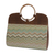 Palm leaf handbag, 'Zigzag Waves' - Palm Leaf and Plastic Handle Handbag from Brazil