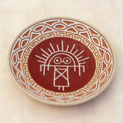 Keramische dekorative Schale, 'Stone Man - In Brasilien hergestellte Keramik-Dekorplatte