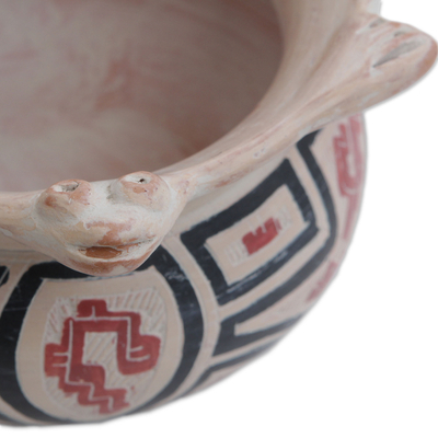 Florero decorativo de cerámica (3 pulgadas) - Jarrón decorativo de cerámica estilo tortuga Marajoara (3 pulg.)