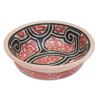 Red Ceramic Decorative Bowl Handcrafted in Brazil
