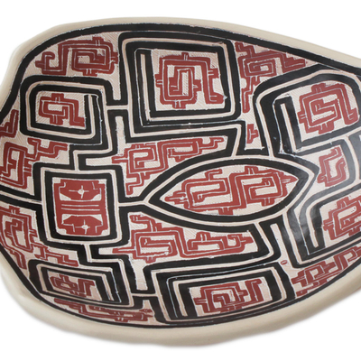 Cuenco decorativo de cerámica (16 pulgadas) - Cuenco decorativo de cerámica en forma de hoja en rojo (16 pulg.)